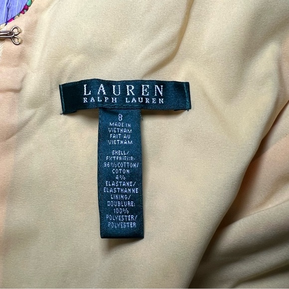 AMAZING SZ 8 EUC Lauren Ralph Lauren Yellow Paisley Dress 8 Vintage Style 026 - Picture 9 of 14